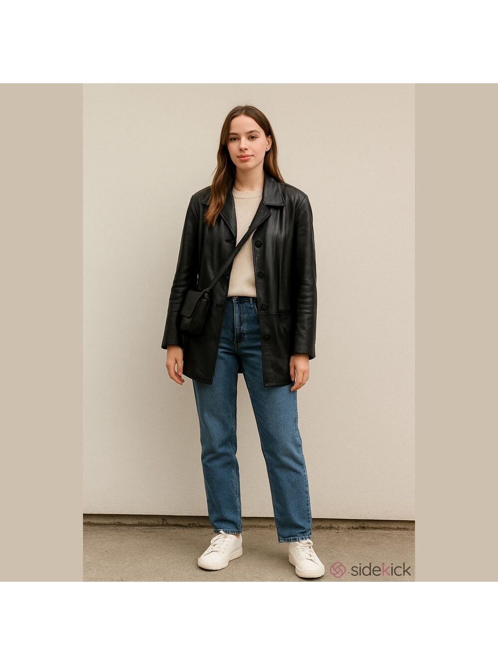 Retro 90's Classic Danier Black Leather Button-Front Streetwear 3 Season Coat